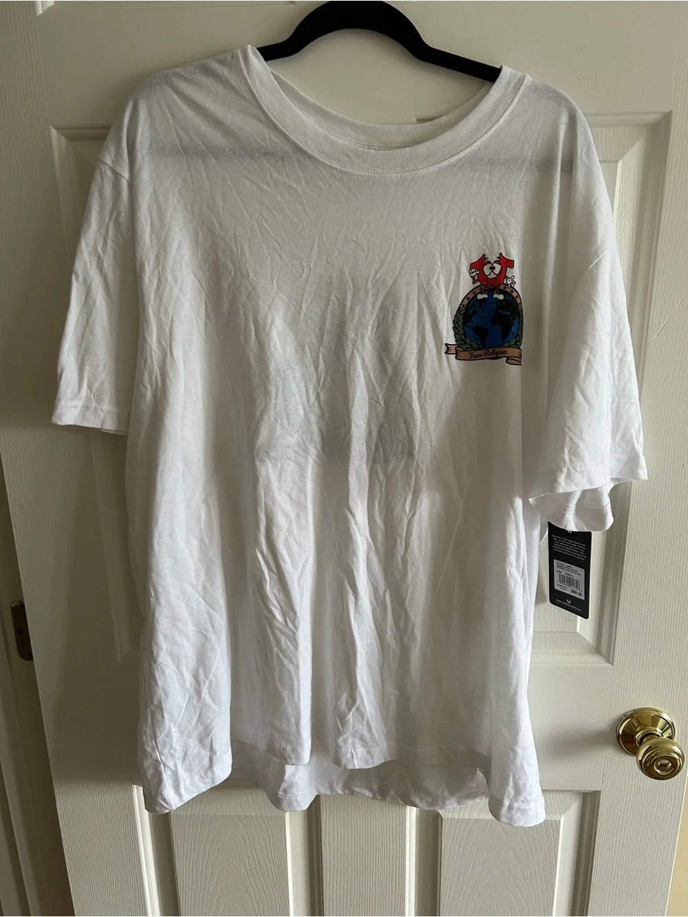 True Religion Embroidered Short-Sleeve Tee with Colorful Crest Pocket